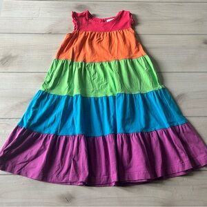 NWOT Hanna Andersson Rainbow Tiered Colorblock Cotton Dress